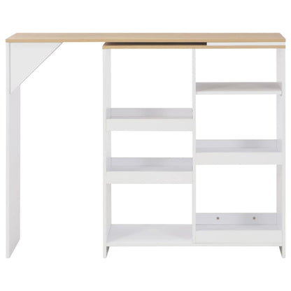 Bar Table with Moveable Shelf White 138x39x110 cm