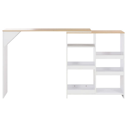 Bar Table with Moveable Shelf White 138x39x110 cm