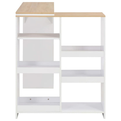 Bar Table with Moveable Shelf White 138x39x110 cm