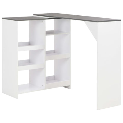 Bar Table with Moveable Shelf White 138x39x110 cm