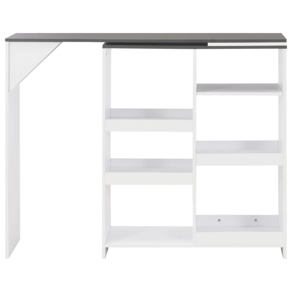 Bar Table with Moveable Shelf White 138x39x110 cm