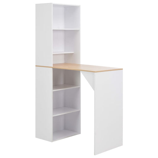 Bar Table with Cabinet White 115x59x200 cm