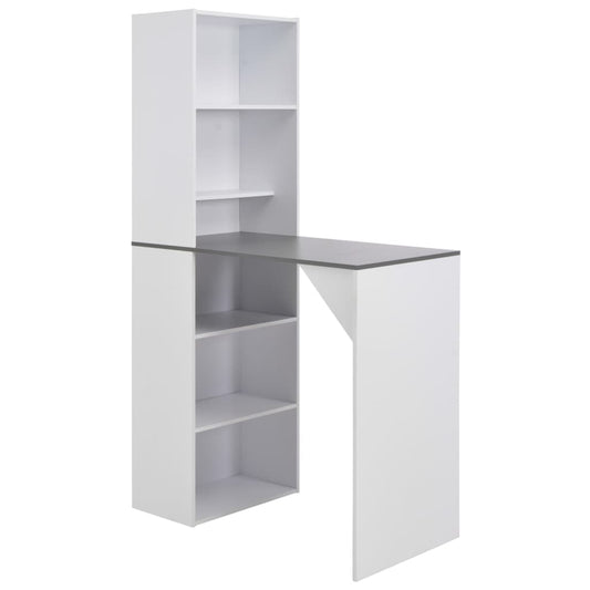 Bar Table with Cabinet White 115x59x200 cm