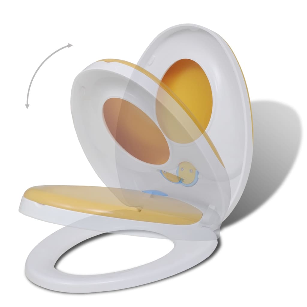 Toilet Seats with Soft Close Lids 2pcs Plastic White and Yellow