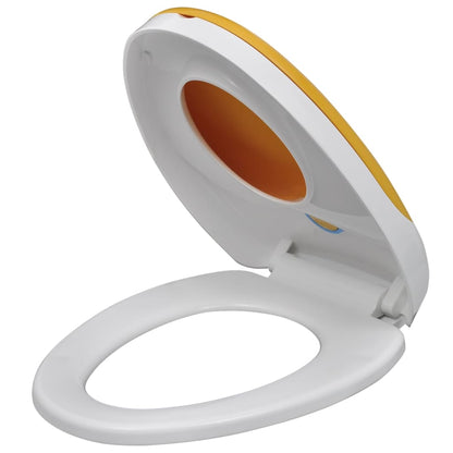 Toilet Seats with Soft Close Lids 2pcs Plastic White and Yellow