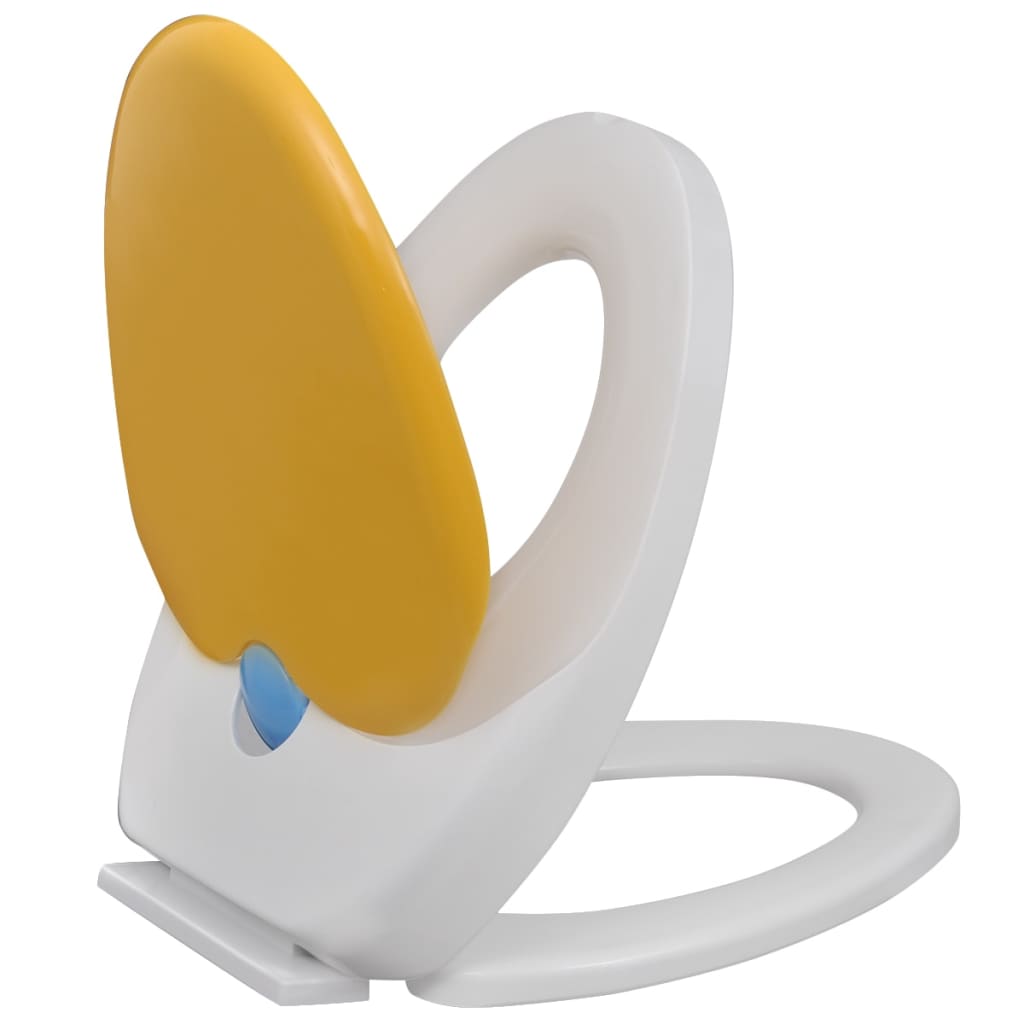 Toilet Seats with Soft Close Lids 2pcs Plastic White and Yellow