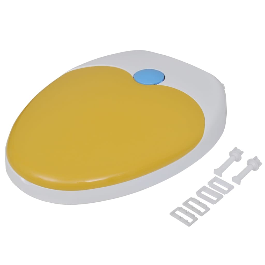 Toilet Seats with Soft Close Lids 2pcs Plastic White and Yellow