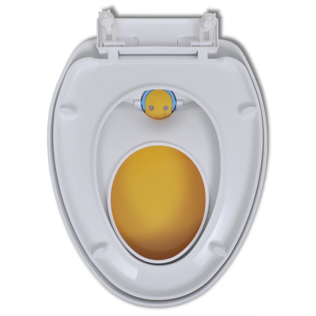 Toilet Seats with Soft Close Lids 2pcs Plastic White and Yellow