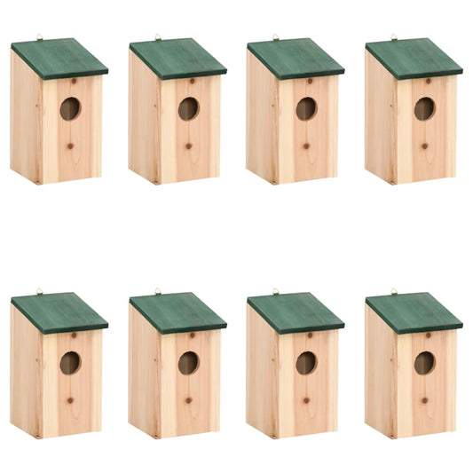 Bird Houses 8 pcs Wood 12x12x22 cm