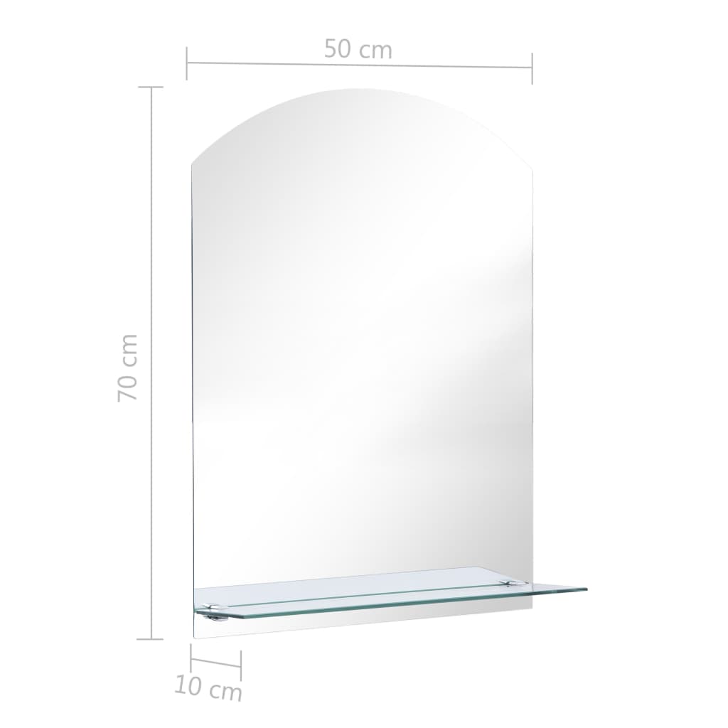 Wall Mirror with Shelf 50x70 cm Tempered Glass