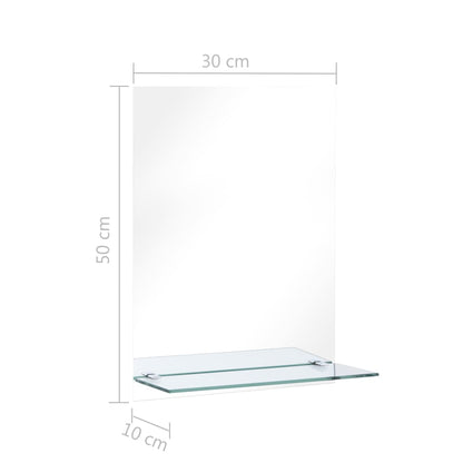 Wall Mirror with Shelf 30x50 cm Tempered Glass