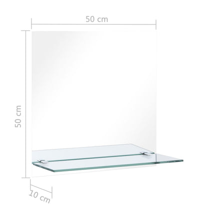 Wall Mirror with Shelf 50x50 cm Tempered Glass