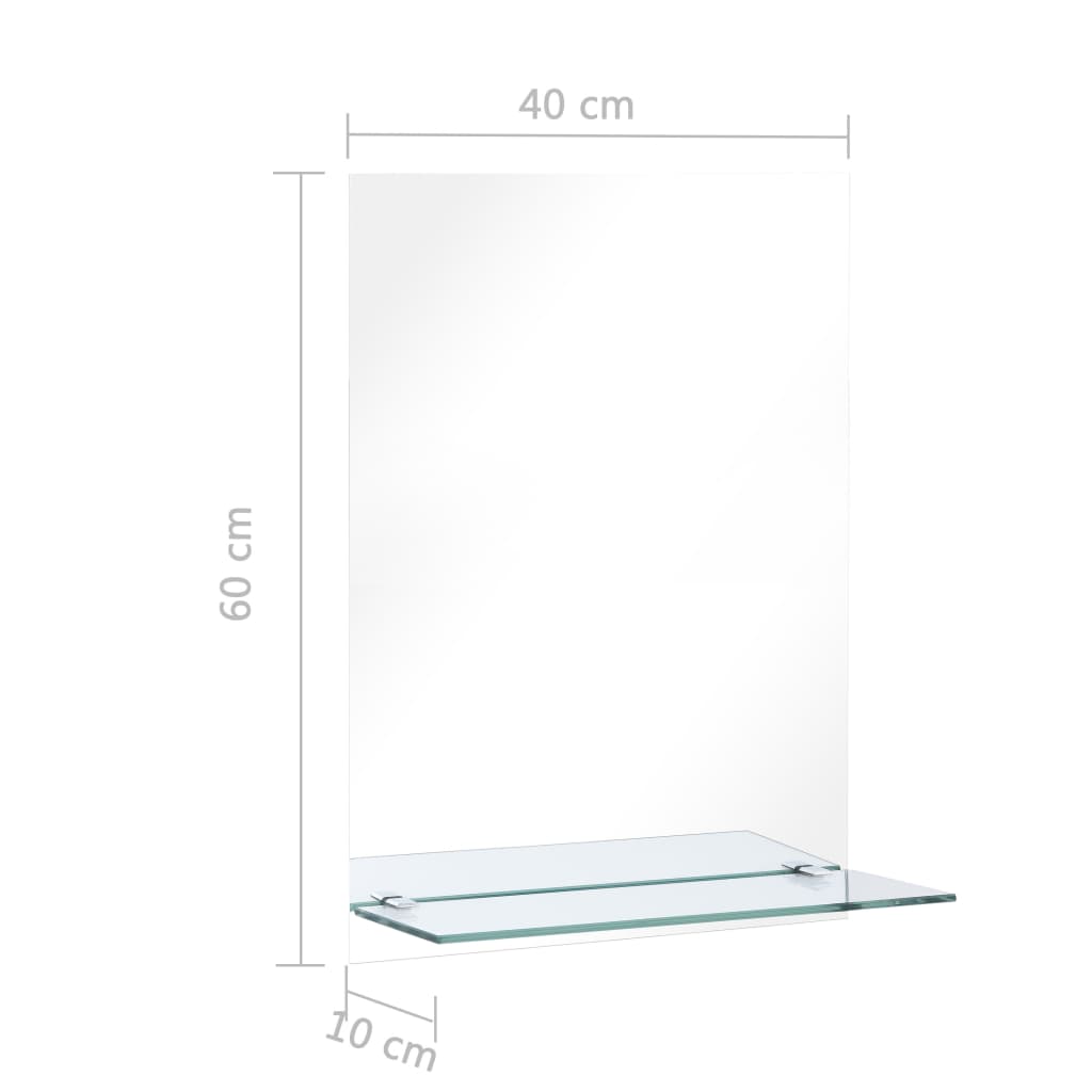 Wall Mirror with Shelf 40x60 cm Tempered Glass