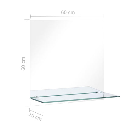 Wall Mirror with Shelf 60x60 cm Tempered Glass