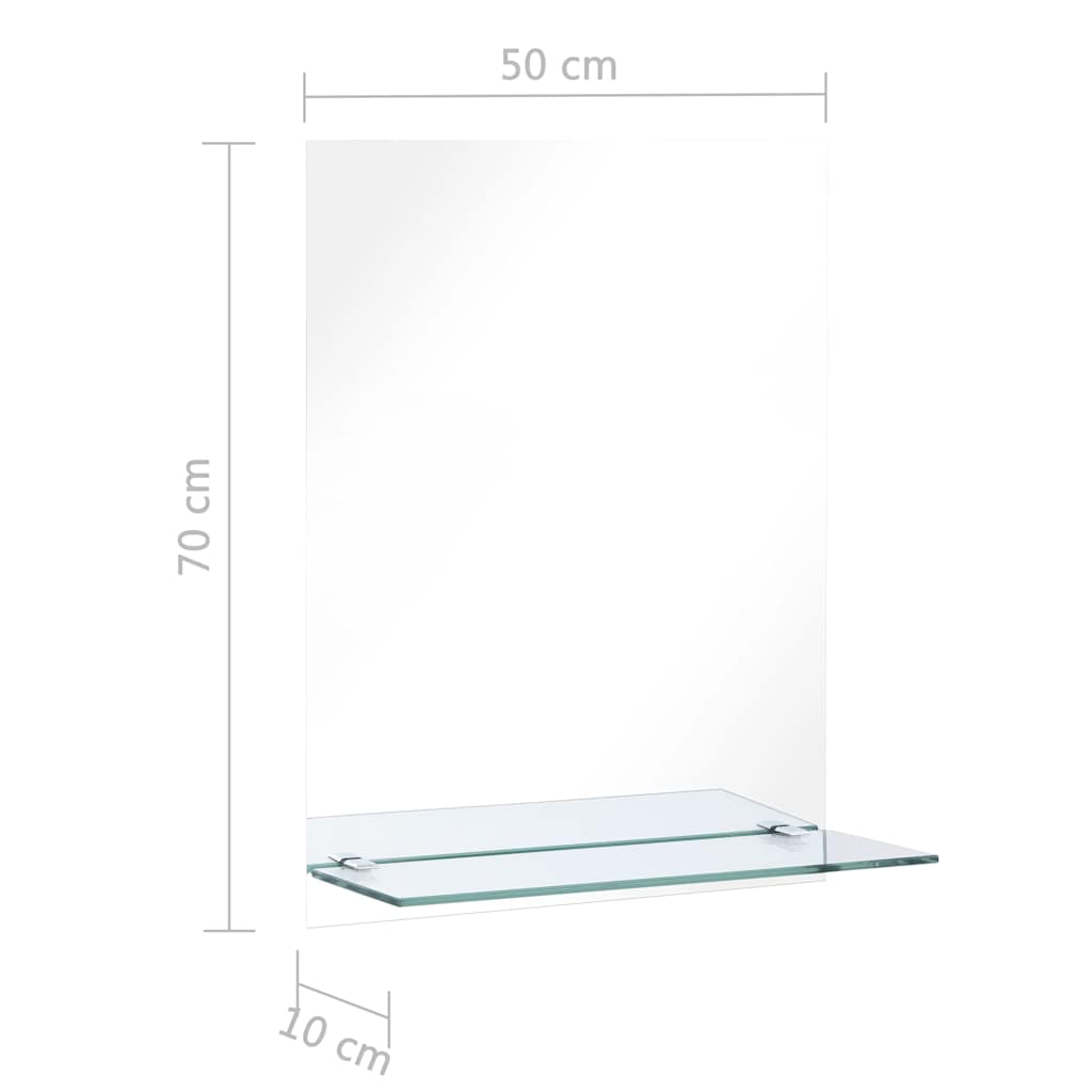 Wall Mirror with Shelf 50x70 cm Tempered Glass