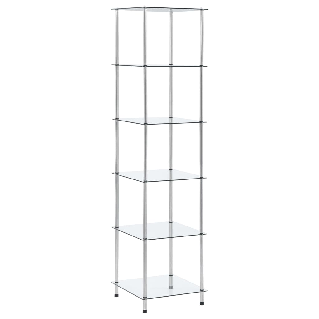 6-Tier Shelf Transparent 40x40x160 cm Tempered Glass