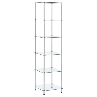 6-Tier Shelf Transparent 40x40x160 cm Tempered Glass