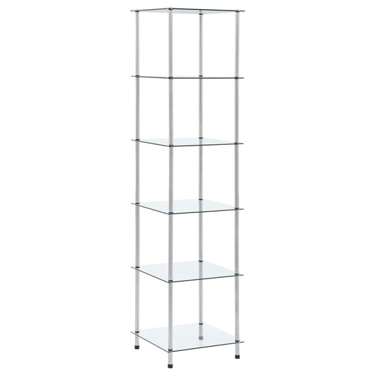 6-Tier Shelf Transparent 40x40x160 cm Tempered Glass