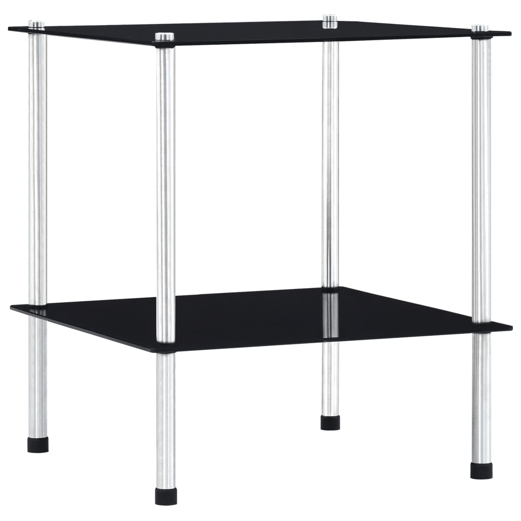 2-Tier Shelf Black 40x40x47 cm Tempered Glass