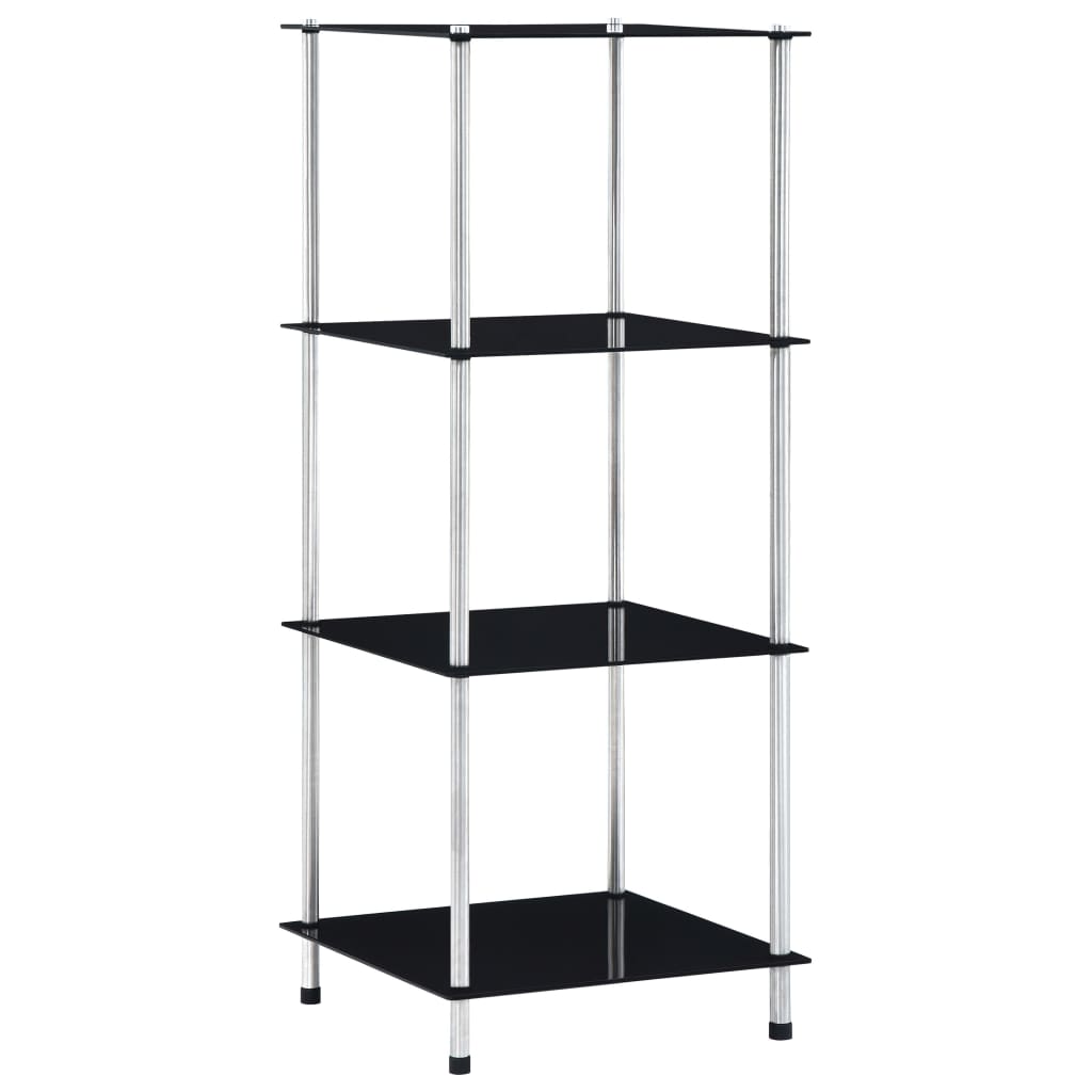 4-Tier Shelf Black 40x40x100 cm Tempered Glass