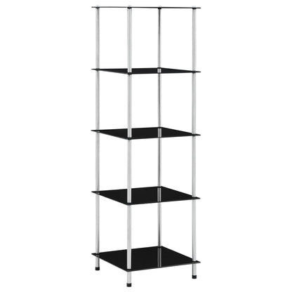 5-Tier Shelf Black 40x40x130 cm Tempered Glass