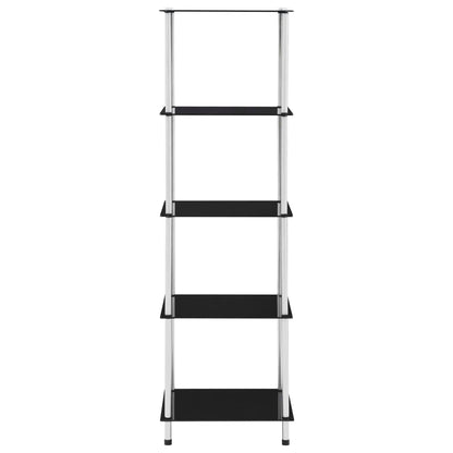 5-Tier Shelf Black 40x40x130 cm Tempered Glass