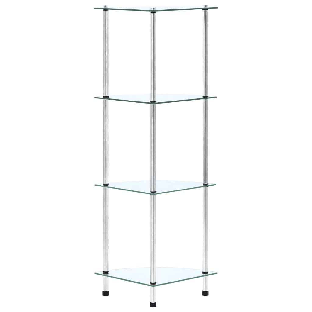 4-Tier Shelf Transparent 30x30x100 cm Tempered Glass