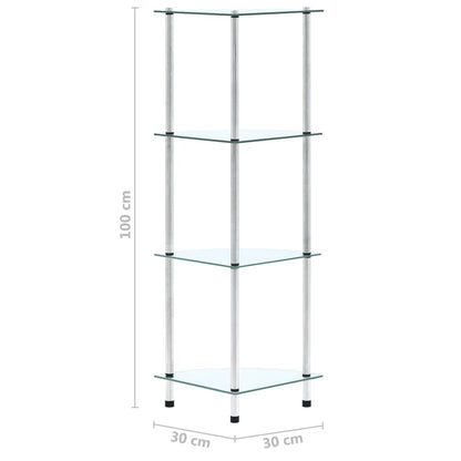 4-Tier Shelf Transparent 30x30x100 cm Tempered Glass