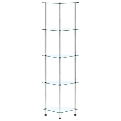 5-Tier Shelf Transparent 30x30x130 cm Tempered Glass