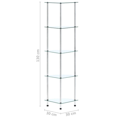 5-Tier Shelf Transparent 30x30x130 cm Tempered Glass