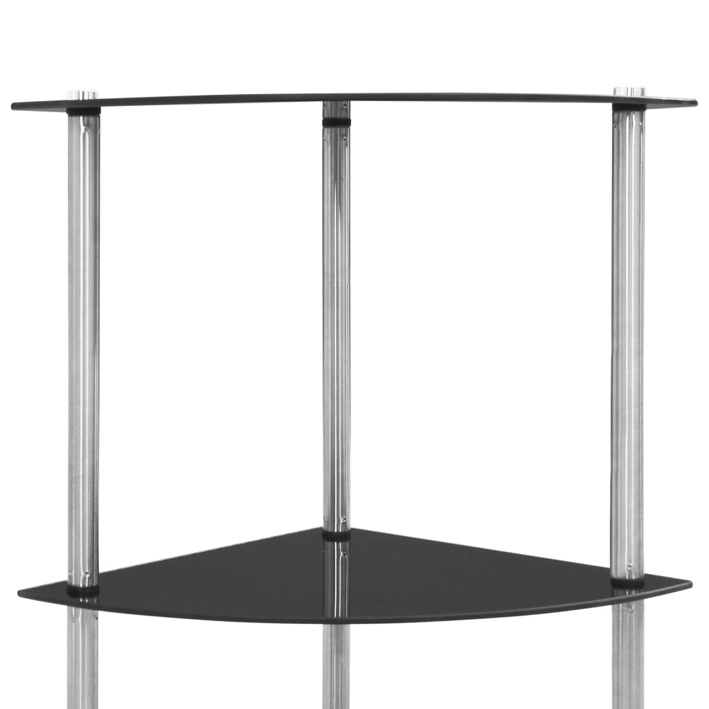 6-Tier Shelf Black 30x30x160 cm Tempered Glass