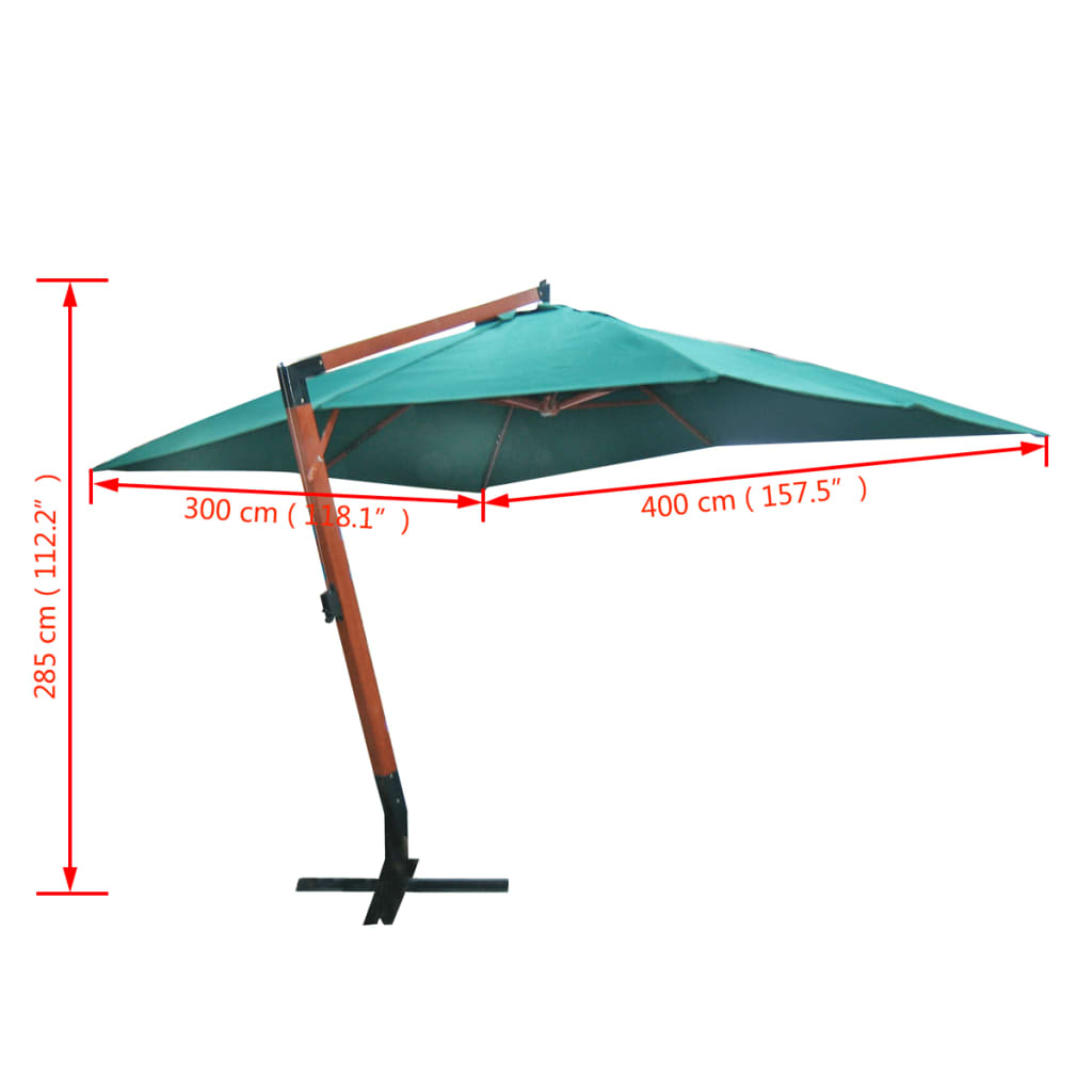 Floating Garden Parasol Melia 300 x 400 cm Green