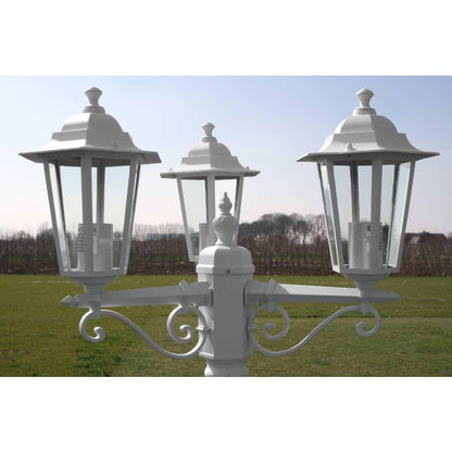 Garden Light Post 3-arms 215 cm White Aluminium