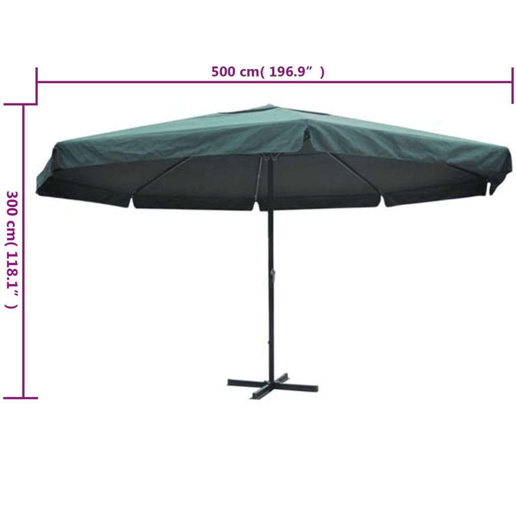 Garden Parasol Green Aluminium 500 cm