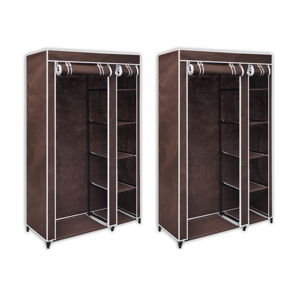 Fabric Wardrobes 2 pcs Brown