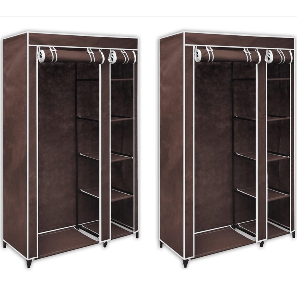 Fabric Wardrobes 2 pcs Brown