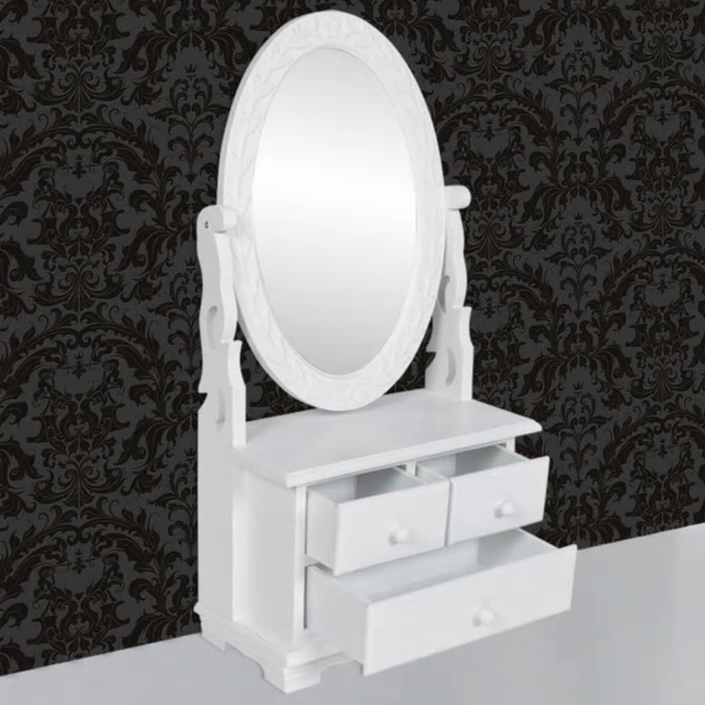 Vanity Makeup Table with Oval Swing Mirror MDF