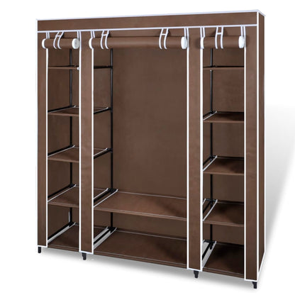 Fabric Wardrobe with Compartments and Rods 45x150x176 cm Brown