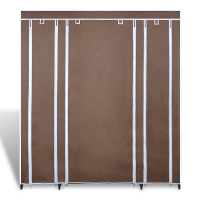 Fabric Wardrobe with Compartments and Rods 45x150x176 cm Brown