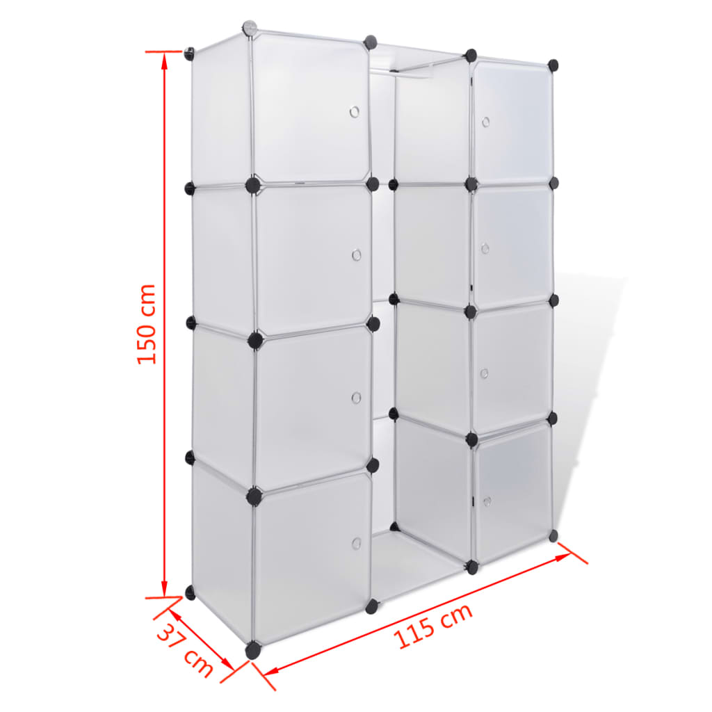 Modular Cabinet with 9 Compartments 109x36.5x143 cm White