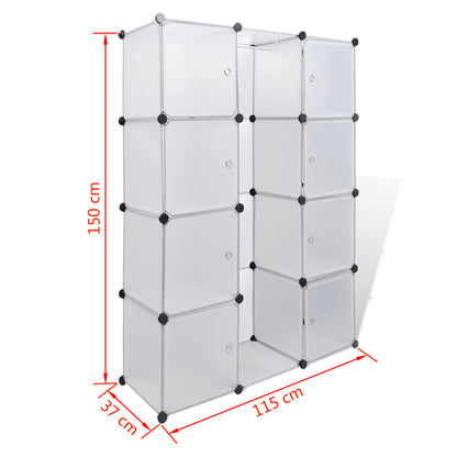 Modular Cabinet with 9 Compartments 109x36.5x143 cm White