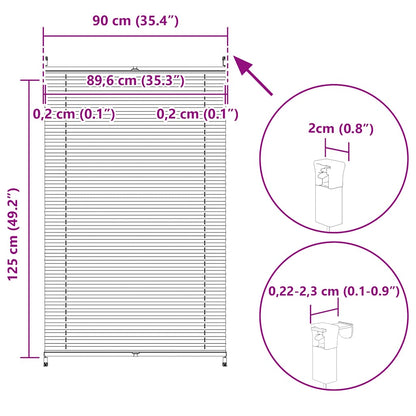 Plisse Blind 90x125cm White Pleated Blind