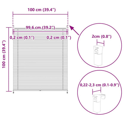 Plisse Blind 100x100cm White Pleated Blind
