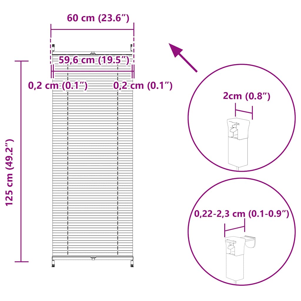 Plisse Blind 60x125cm Creme