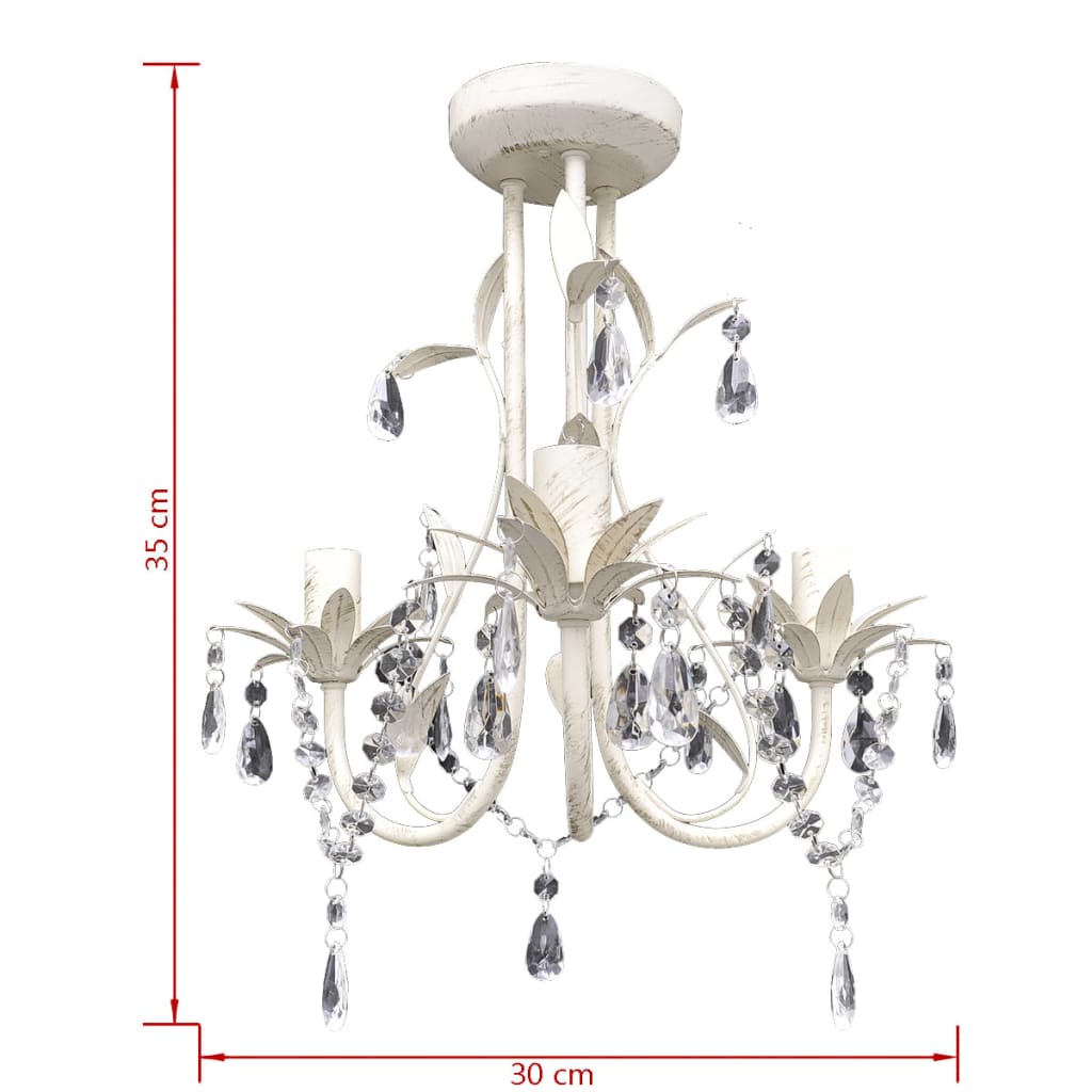 Crystal Pendant Ceiling Lamp Chandelier Elegant White