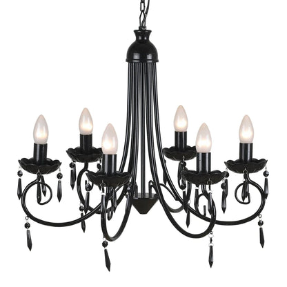 Pendant Ceiling Lamp Elegant Chandelier Black 6 Bulb Sockets