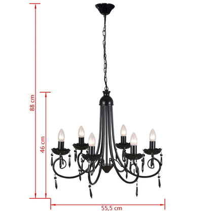 Pendant Ceiling Lamp Elegant Chandelier Black 6 Bulb Sockets