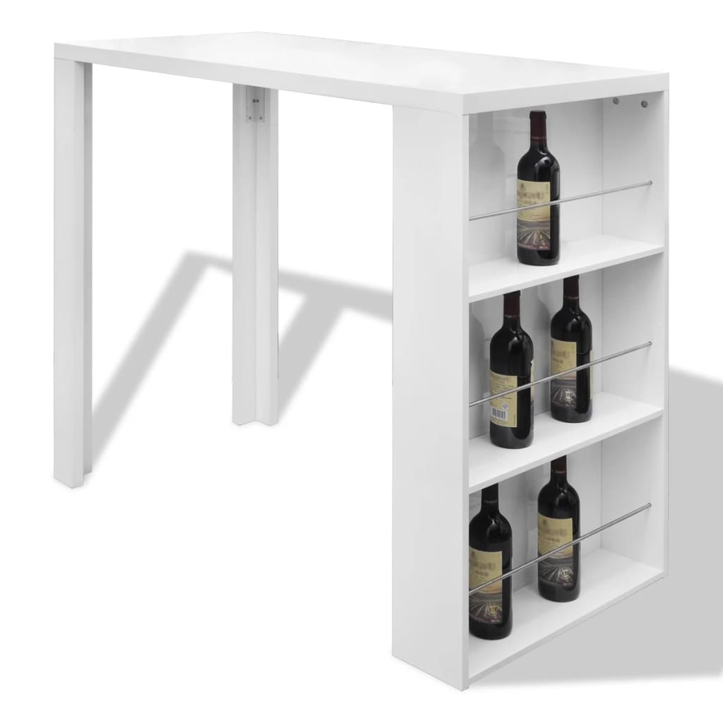 Bar Table MDF with Wine Rack High Gloss White