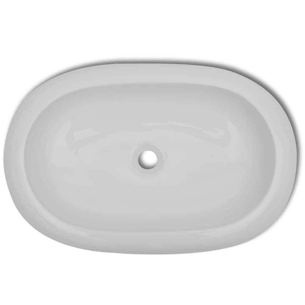 Luxury Ceramic Basin Oval-shaped Sink White 63 x 42 cm