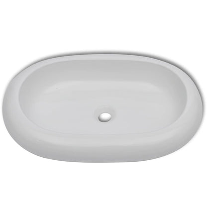 Luxury Ceramic Basin Oval-shaped Sink White 63 x 42 cm